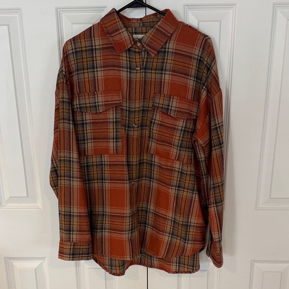 Thread & Supply Men's Casual Plaid Shirt - Rust and Brown